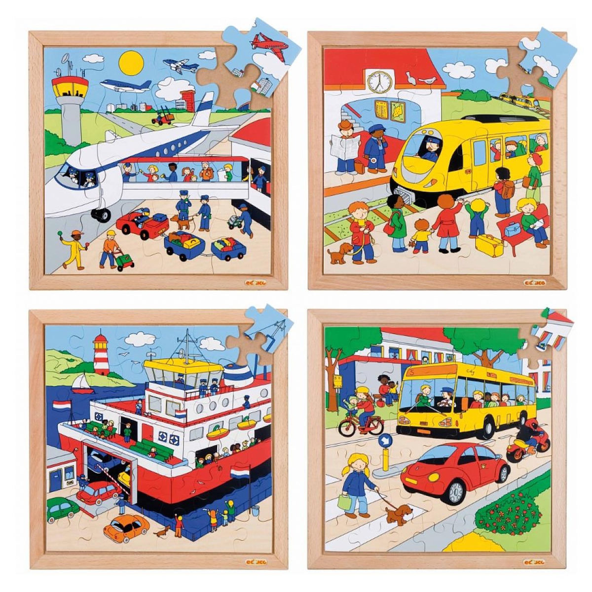 EDUCO Puzzle les transports: le lot de 4 puzzles - jeu Montessori