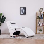 VIDAXL Chaise longue de massage avec oreiller Blanc Similicuir