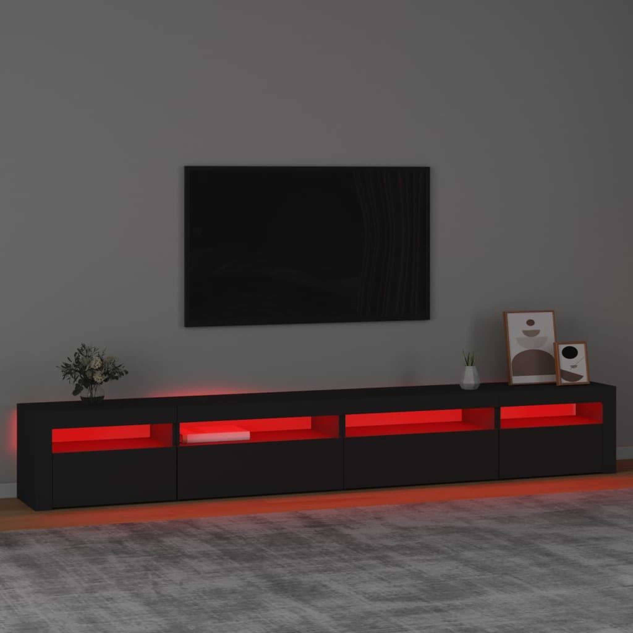 Voir la diapositive 5 : VIDAXL Meuble TV avec lumieres LED Noir 270x35x40 cm