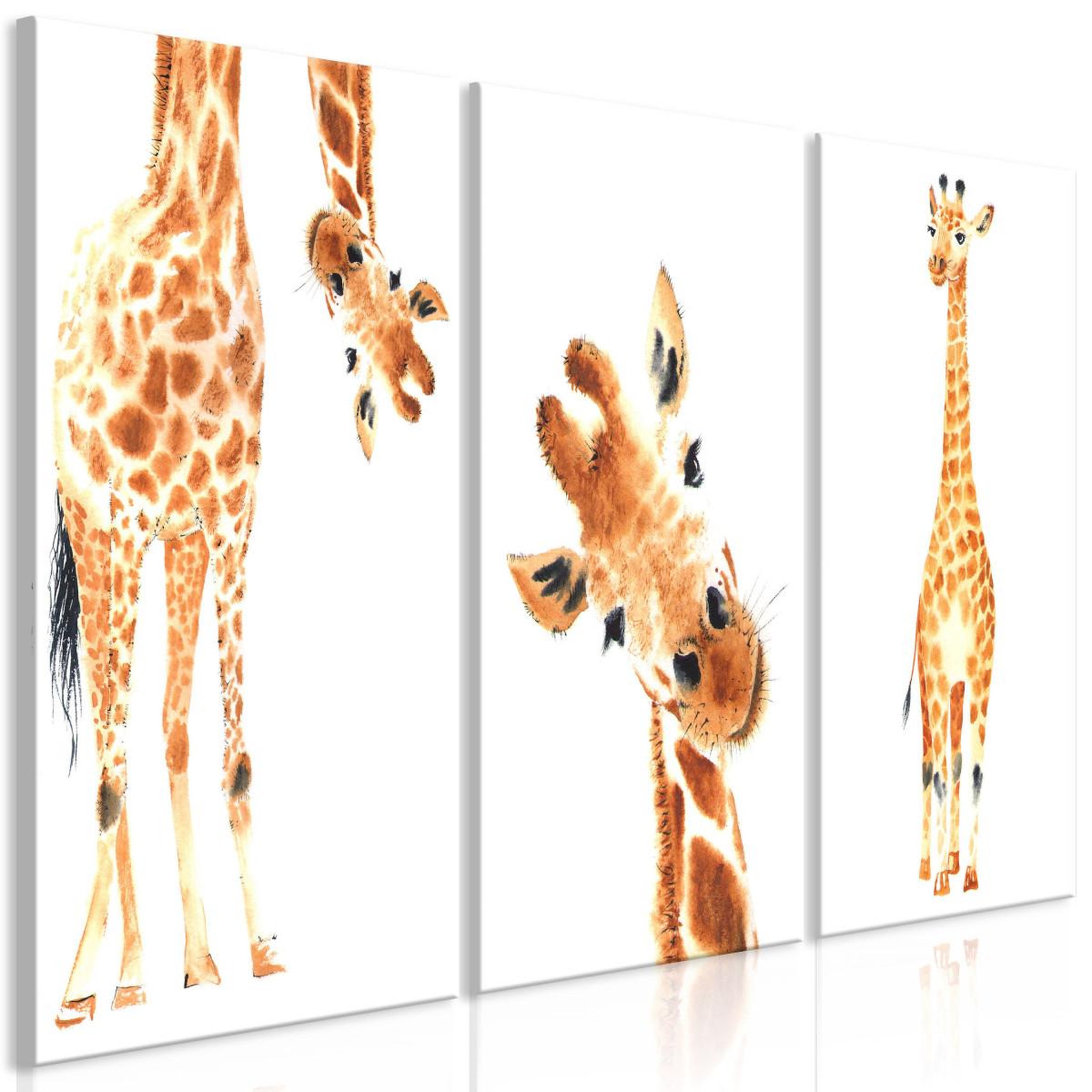 Voir la diapositive 1 : Paris Prix Tableau Imprimé 3 Panneaux  Funny Giraffes