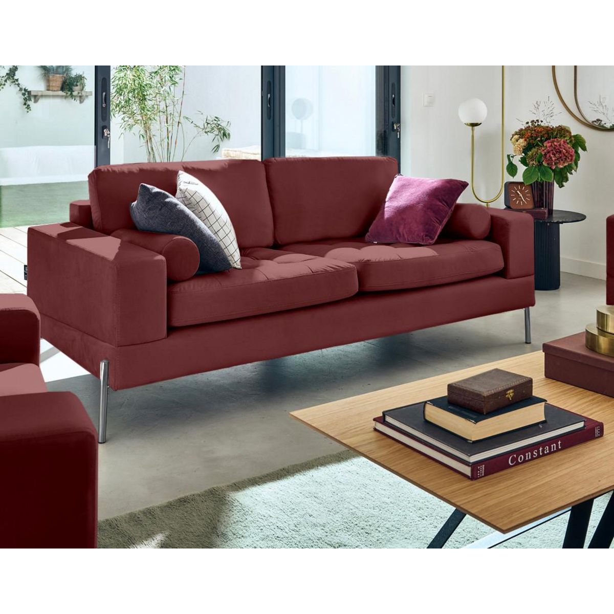 LISA DESIGN Isaure - canapé droit 3 places en velours