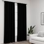 Voir la diapositive 1 : VIDAXL Rideaux occultants aspect lin avec crochets 2pcs Noir 140x245cm