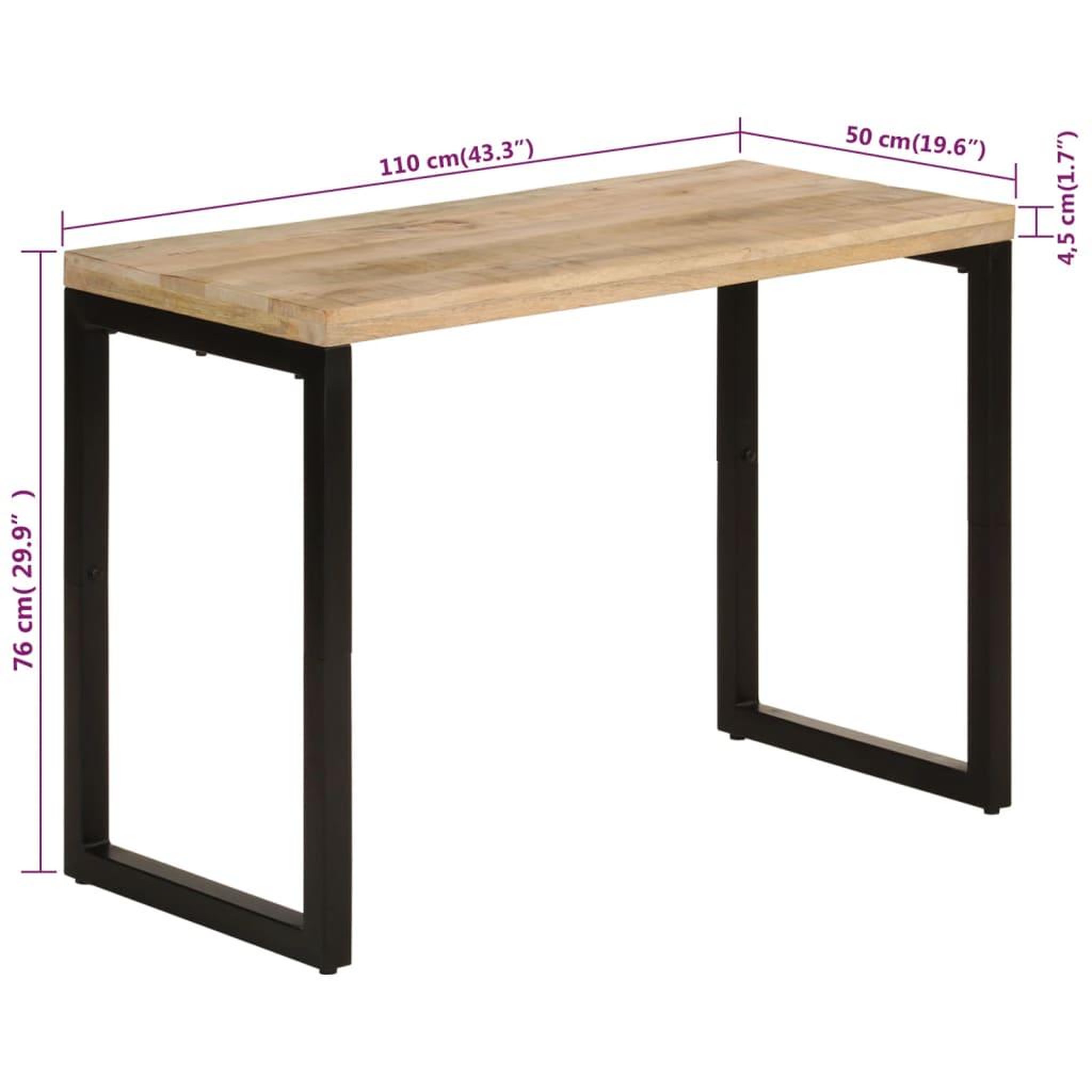 Voir la diapositive 6 : VIDAXL Table a dîner 110x50x76 cm Bois de manguier massif