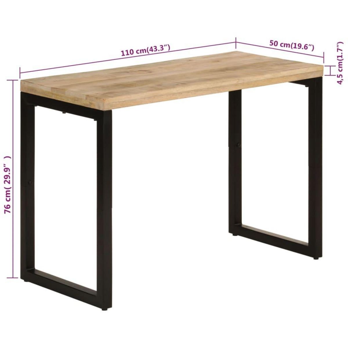 VIDAXL Table a dîner 110x50x76 cm Bois de manguier massif