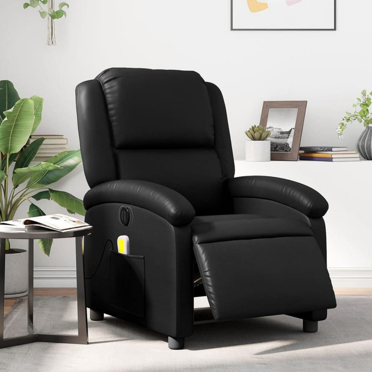 VIDAXL Fauteuil de massage inclinable electrique noir similicuir