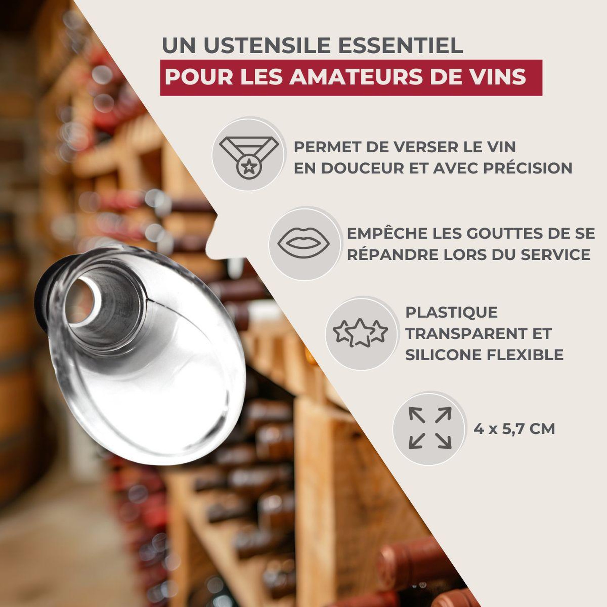 Voir la diapositive 3 : Fackelmann Lot de 2 becs verseurs anti-goutte pour bouteilles fackelmann bar concept
