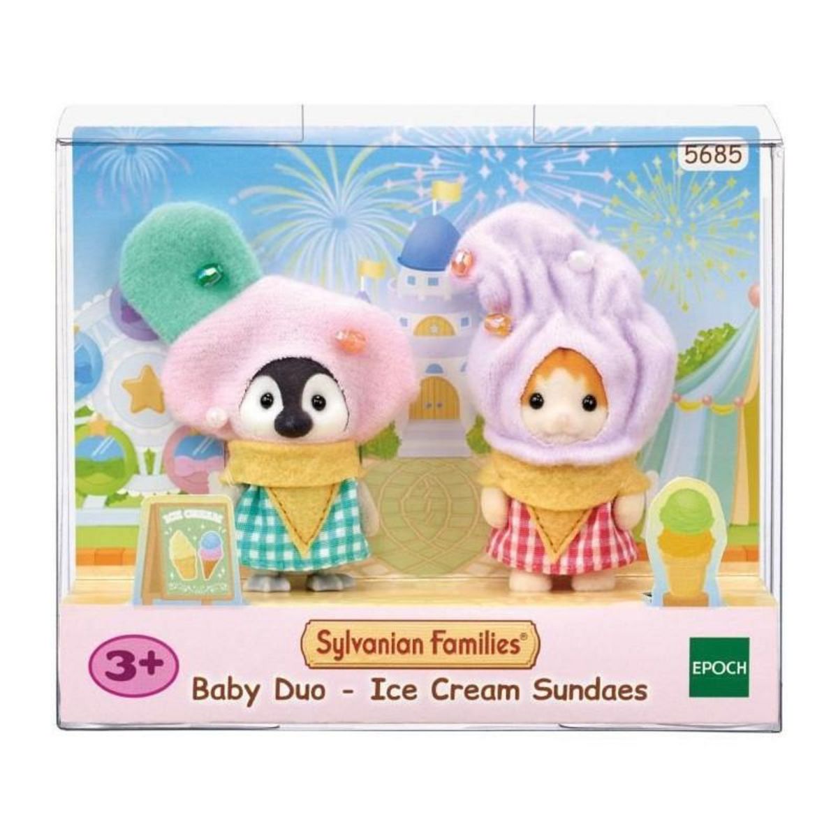 Sylvanian Families Le duo costumé Cremes glacées - SYLVANIAN FAMILIES - 5685 - Bébé Pingouin et Chat Roux avec costumes exclusifs