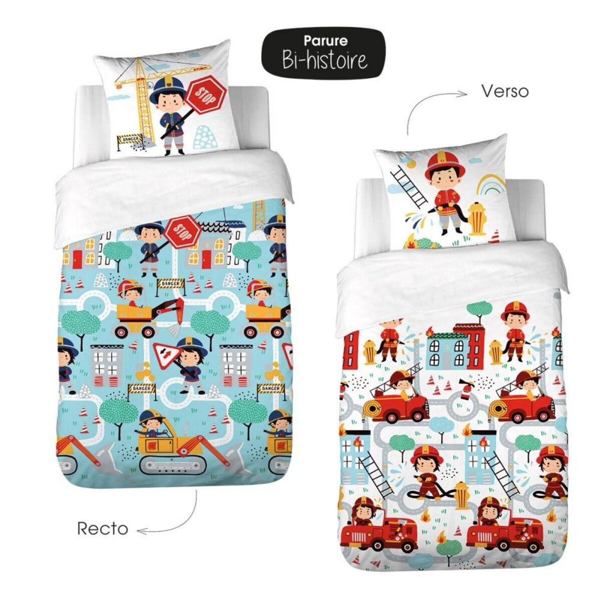 COTE DECO Housse de couette 140x200 + 1 taie Fuego coton adouci 57 fils