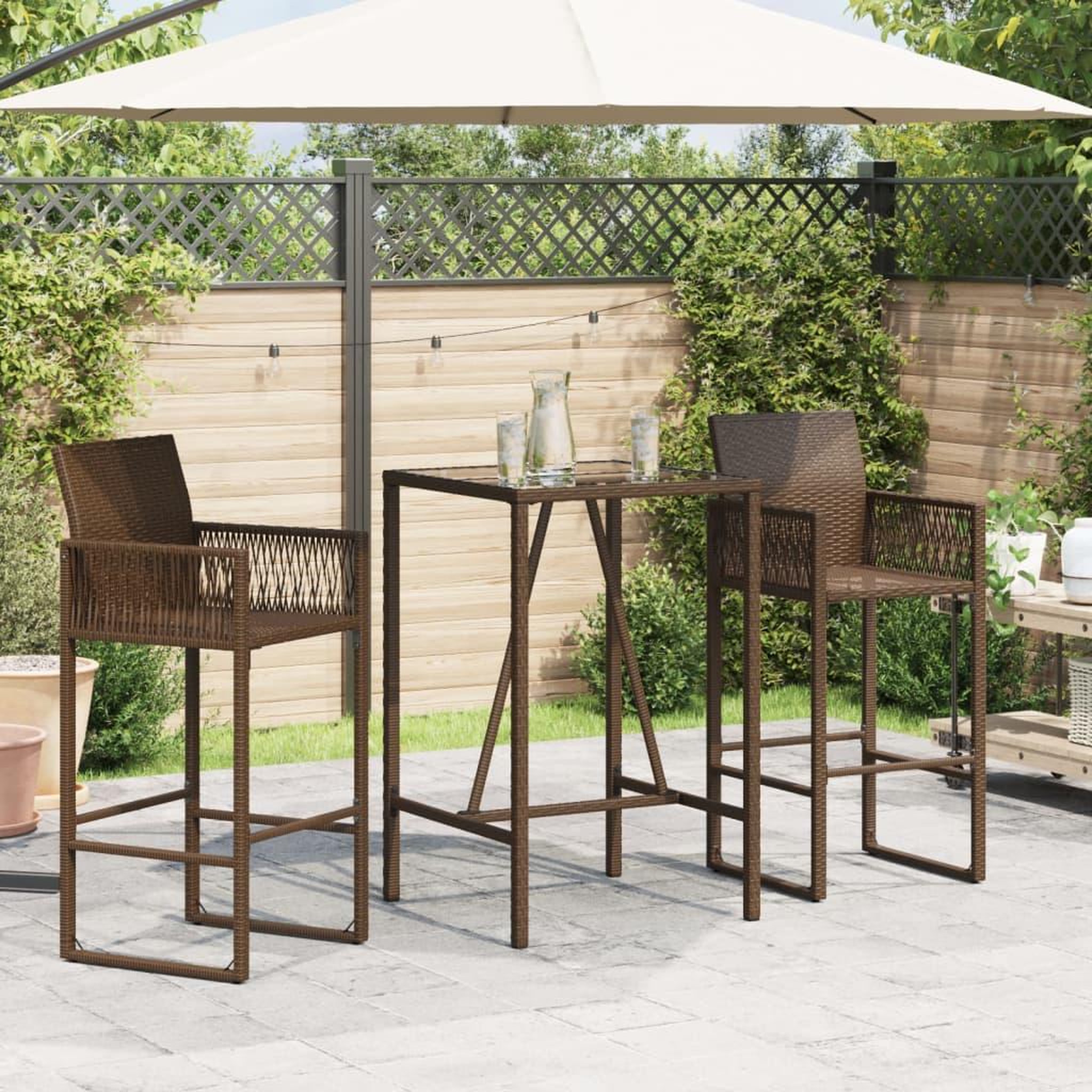 Voir la diapositive 3 : VIDAXL Table de bar d'exterieur marron 70x70x110 cm resine tressee