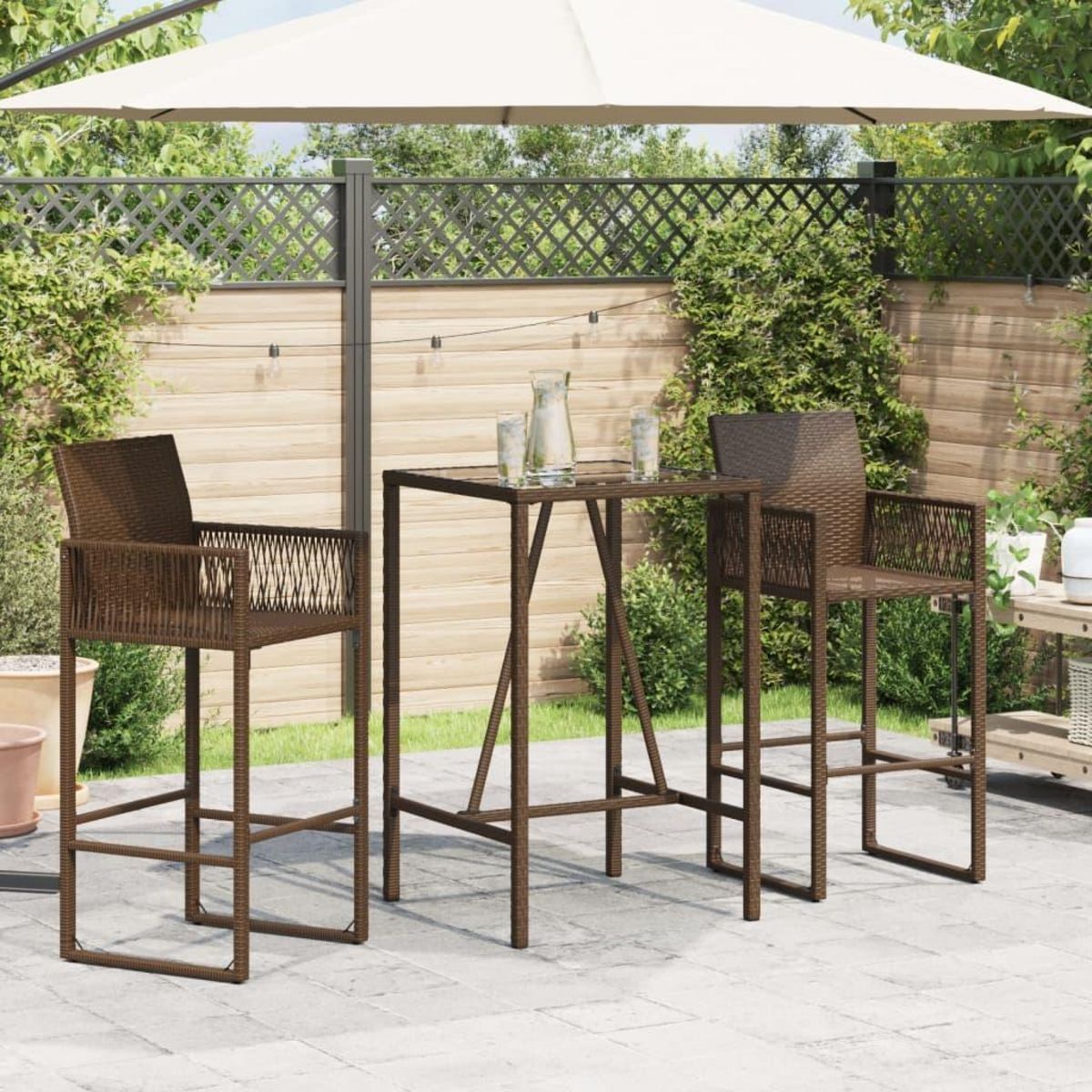 VIDAXL Table de bar d'exterieur marron 70x70x110 cm resine tressee