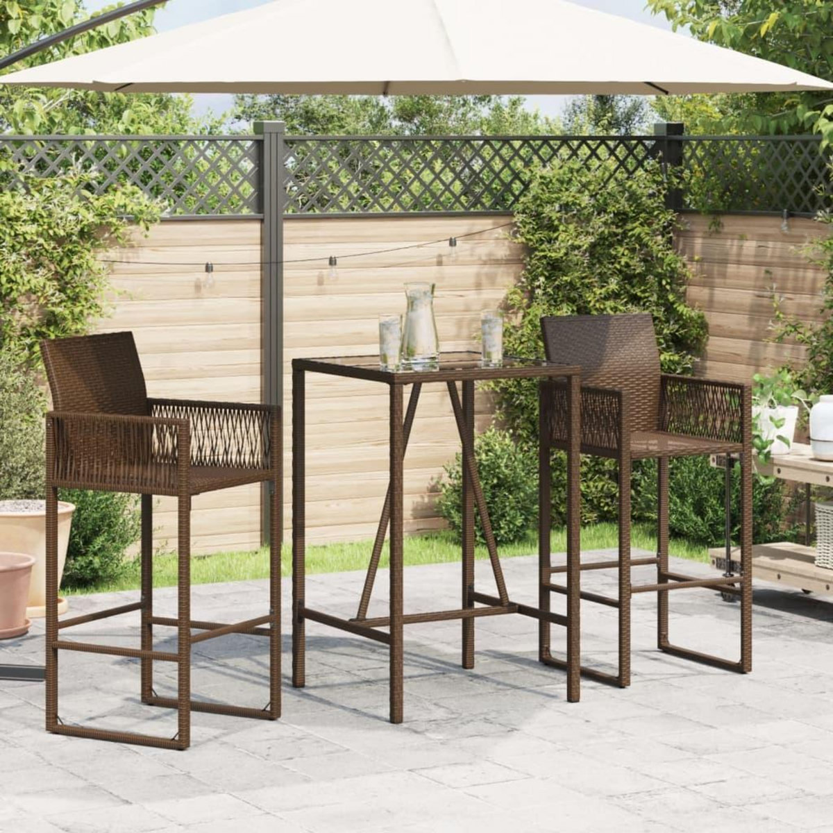 VIDAXL Table de bar d'exterieur marron 70x70x110 cm resine tressee