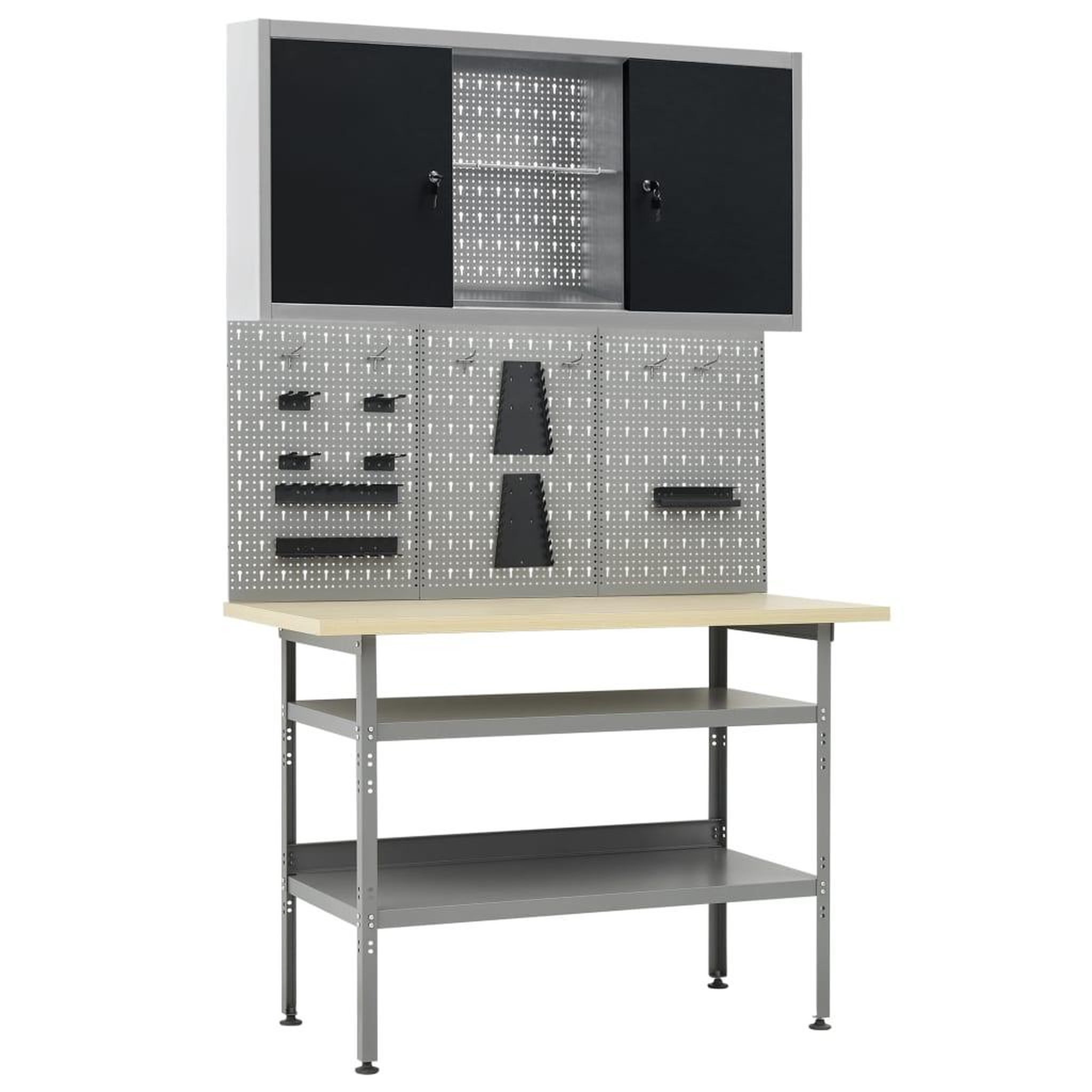 VIDAXL Etabli avec 3 panneaux muraux et 1 armoire