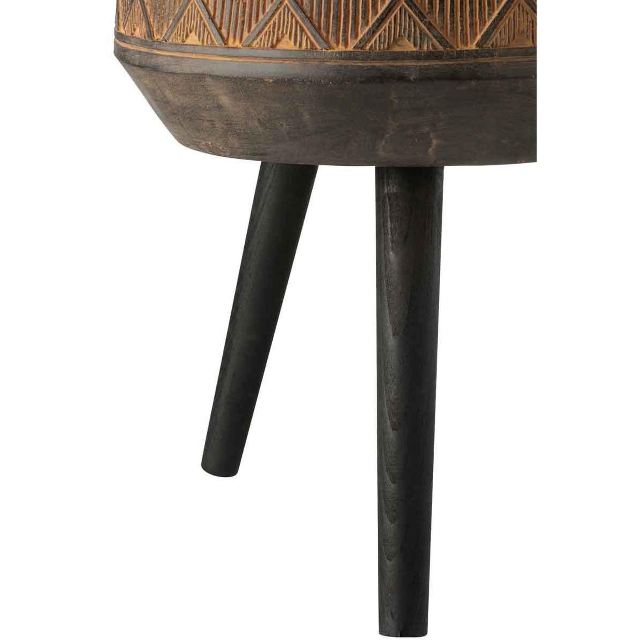 Voir la diapositive 2 : J-LINE Cache-pot sur 3 pieds  ethnique  56cm marron