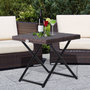 Voir la diapositive 2 : OUTSUNNY Table basse pliable de jardin style cosy chic dim. 40L x 40l x 40H cm métal époxy résine tressée imitation rotin marron