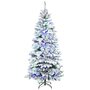 Voir la diapositive 1 : HOMCOM Sapin de Noël artificiel enneigé lumineux LED x 250 multicolore Ø 112 x 210H cm 829 branches vert blanc