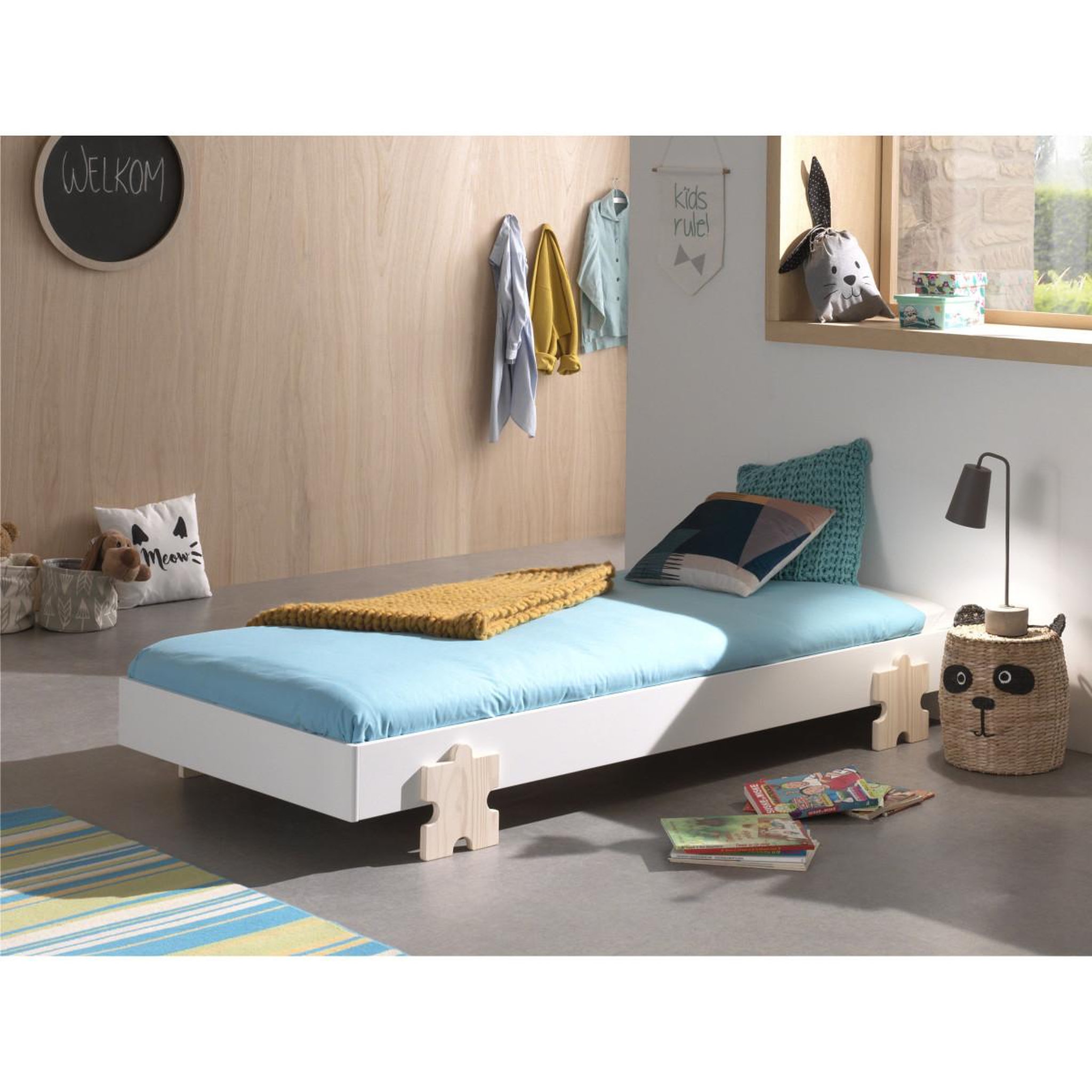 Voir la diapositive 4 : Paris Prix Lit enfant en bois  modulo puzzle  90x200cm blanc