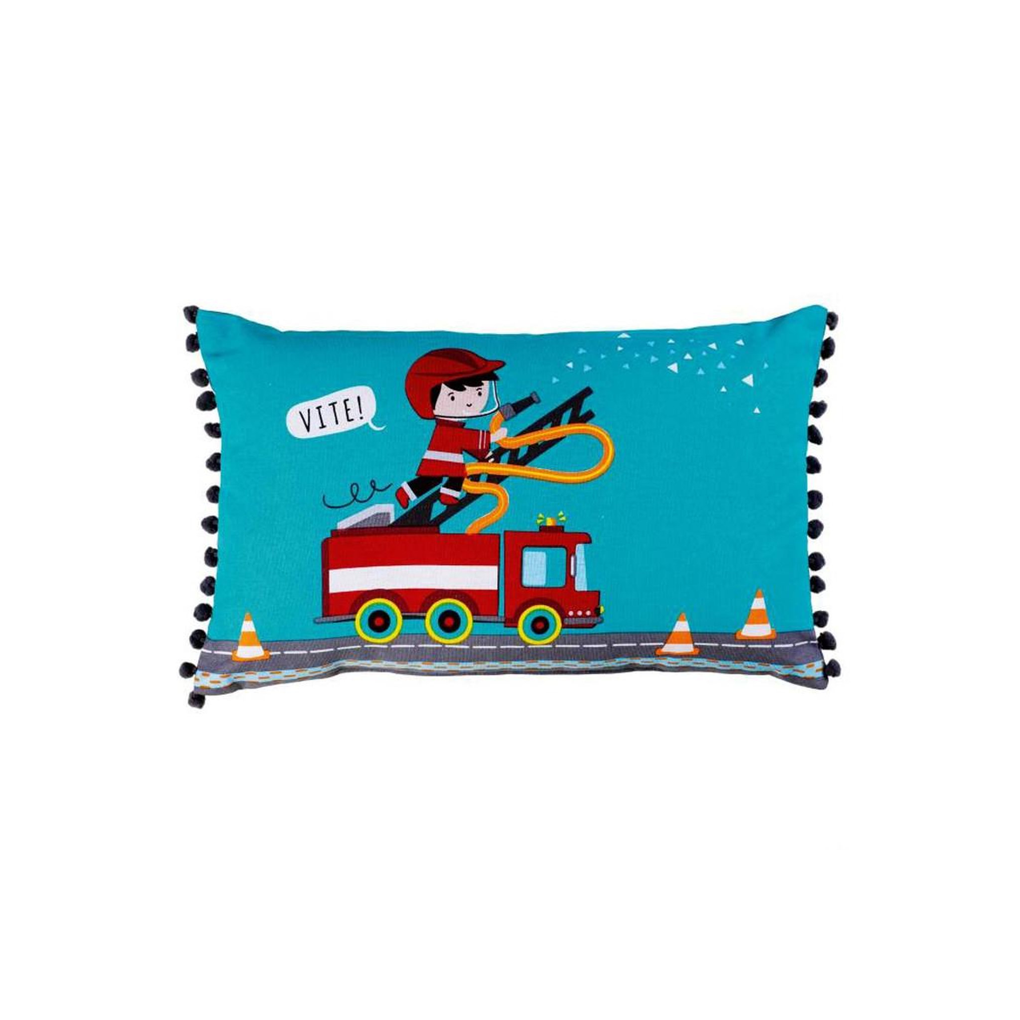 Douceur d'Intérieur Coussin à pompons  flyn  30x50cm bleu