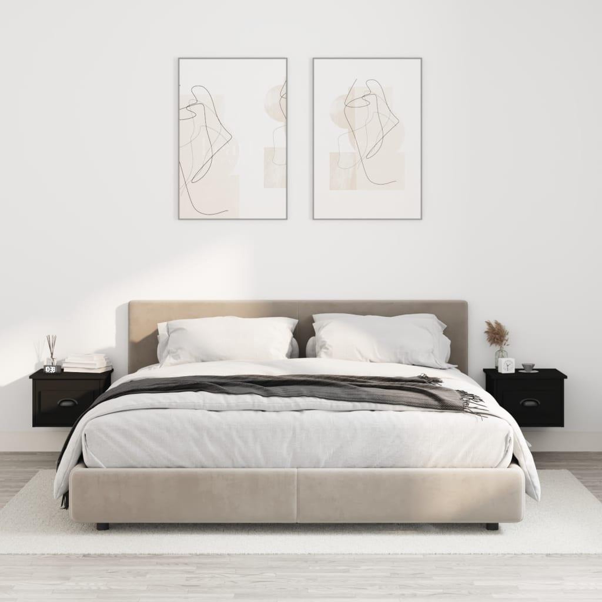 VIDAXL Tables de chevet murales 2 pcs noir 41,5x36x28 cm
