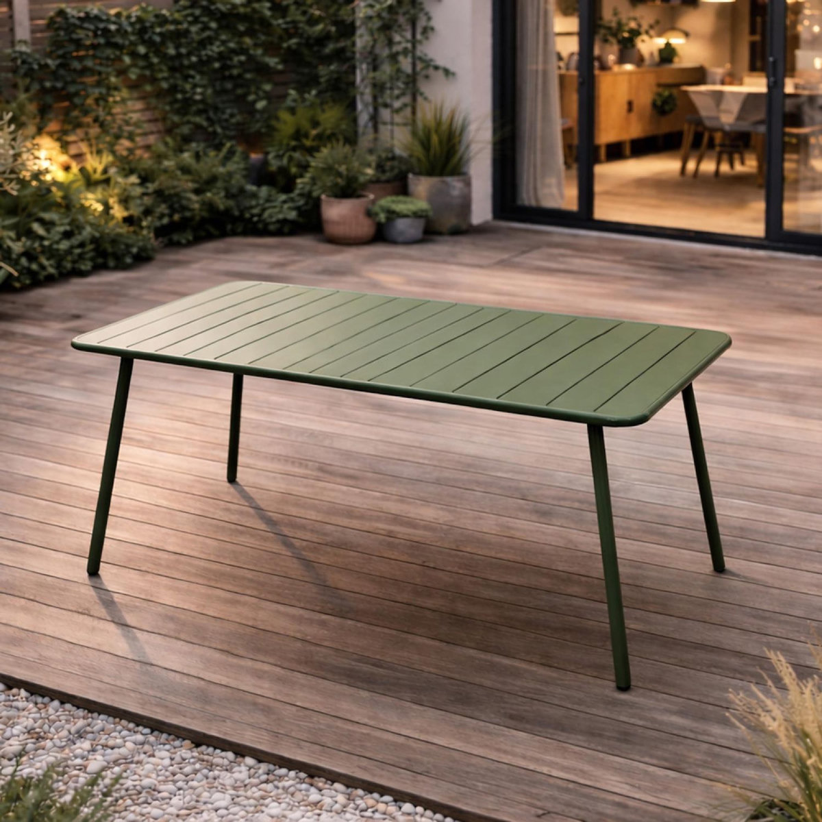 CONCEPT USINE Table de jardin 4 à 6 places 120cm vert BERGAME