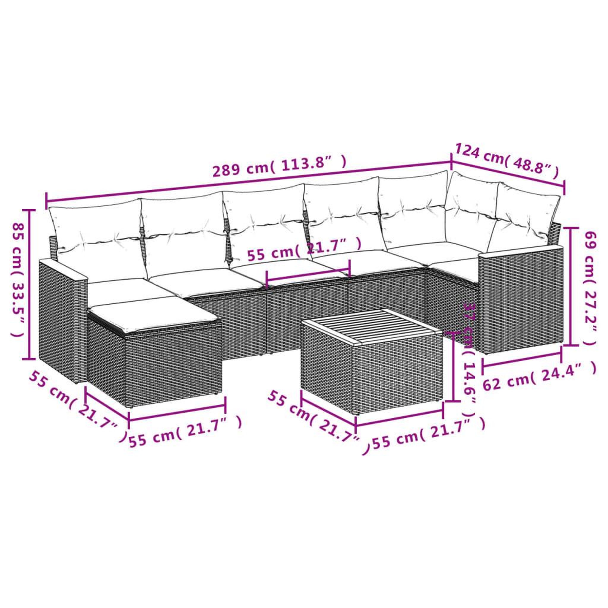 Voir la diapositive 6 : VIDAXL Salon de jardin 8 pcs avec coussins noir resine tressee