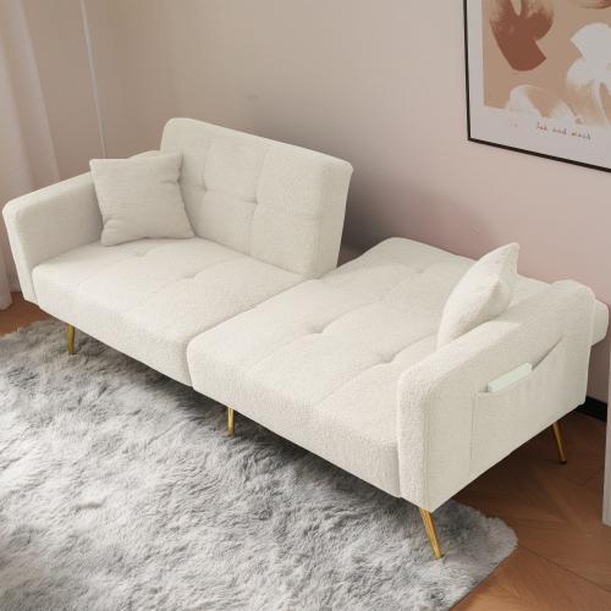 Voir la diapositive 5 : MERAX Canapé droit convertible 2 places tissu