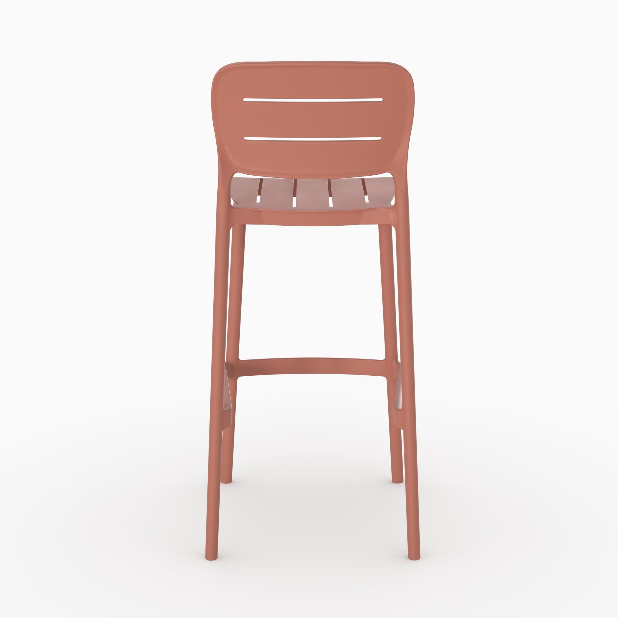 Voir la diapositive 6 : MAISON PAVANE Lot de 2 chaises de bar de jardin 75 cm en plastique vieux rose-lola