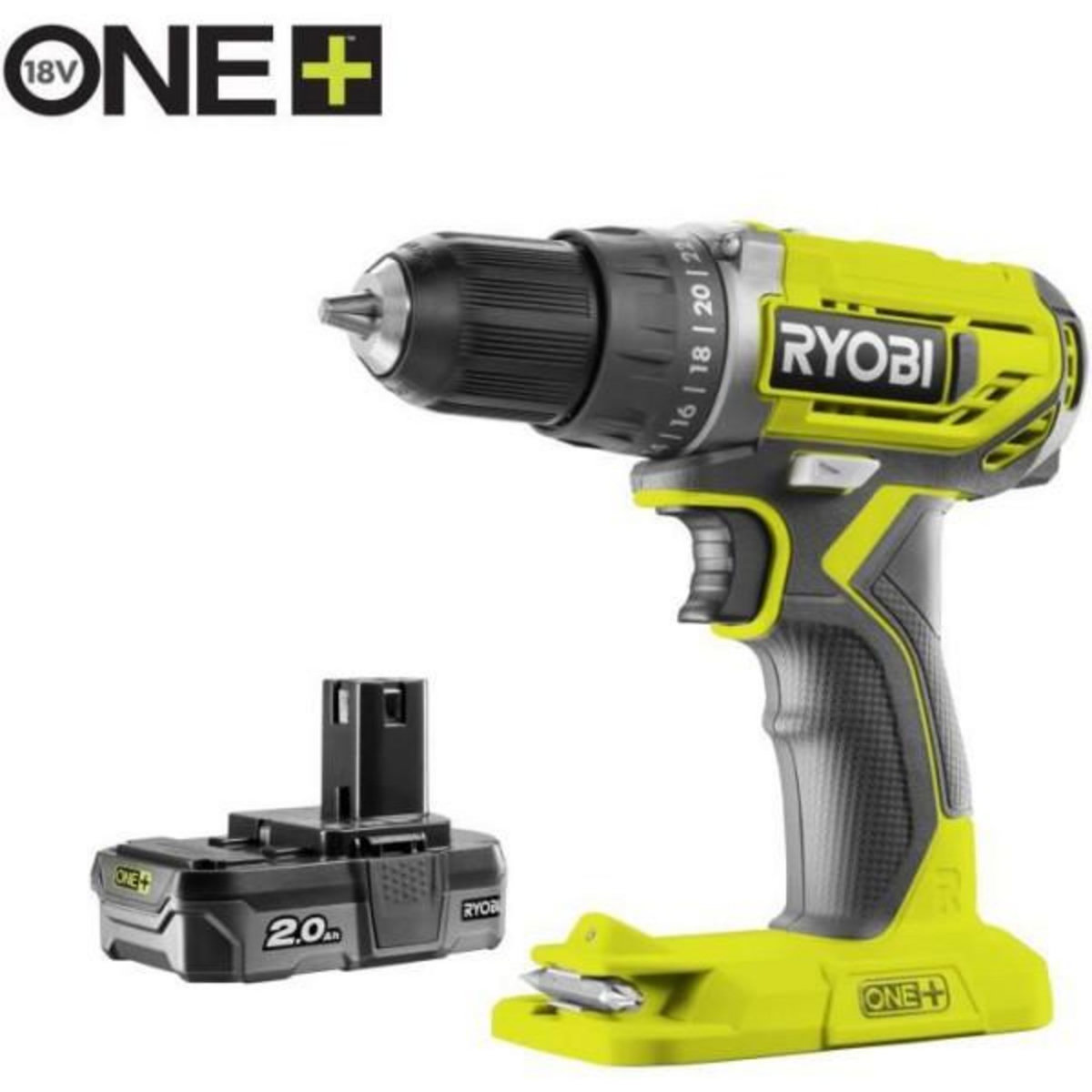 Ryobi RYOBI Perceuse visseuse compacte 18 volts ONE+ et 2 batteries 2,0Ah - R18DD2-220S