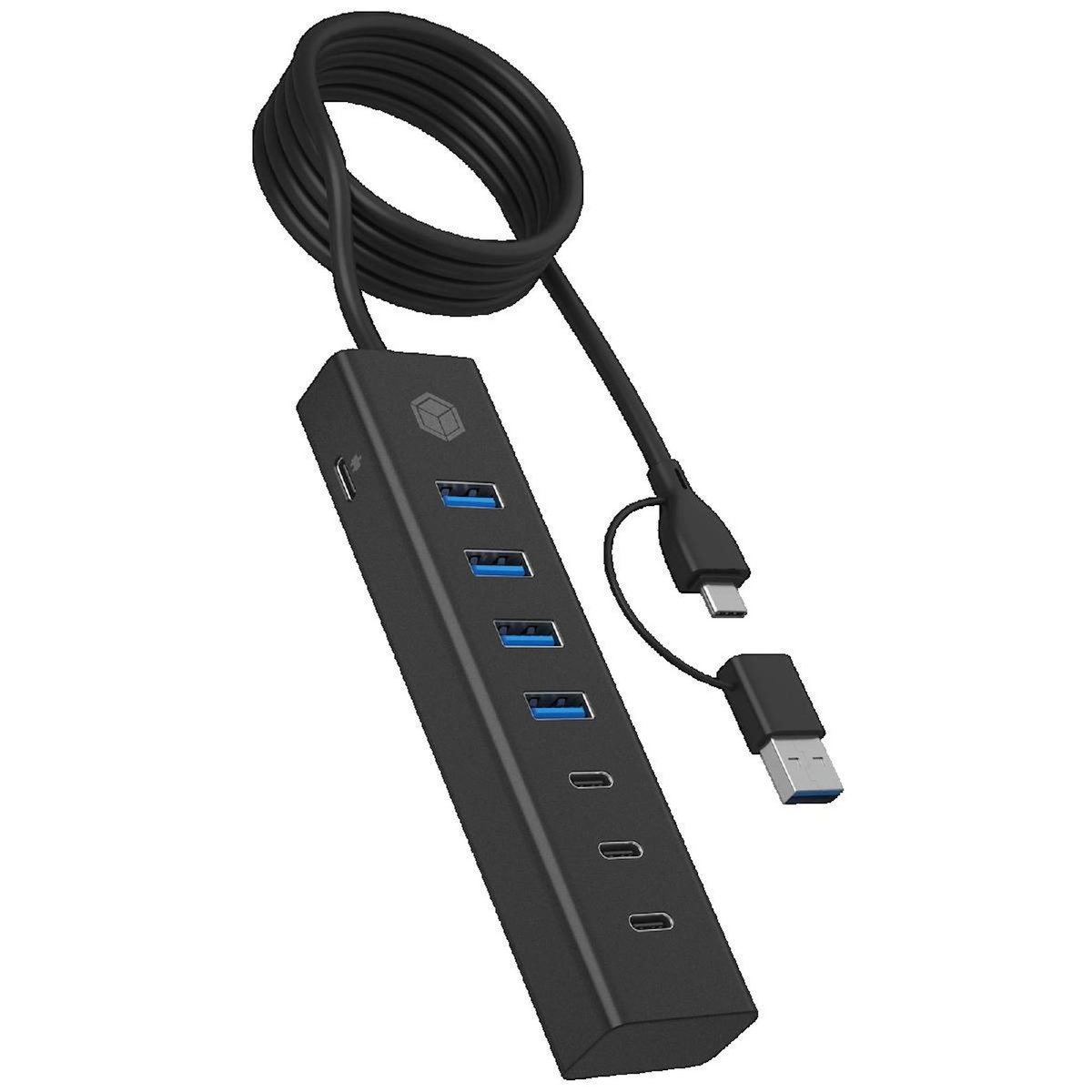 Icy Box Hub USB Icy-Box IB-HUB1737-C3 avec 4 ports USB Type-A et 3 ports USB Type-C