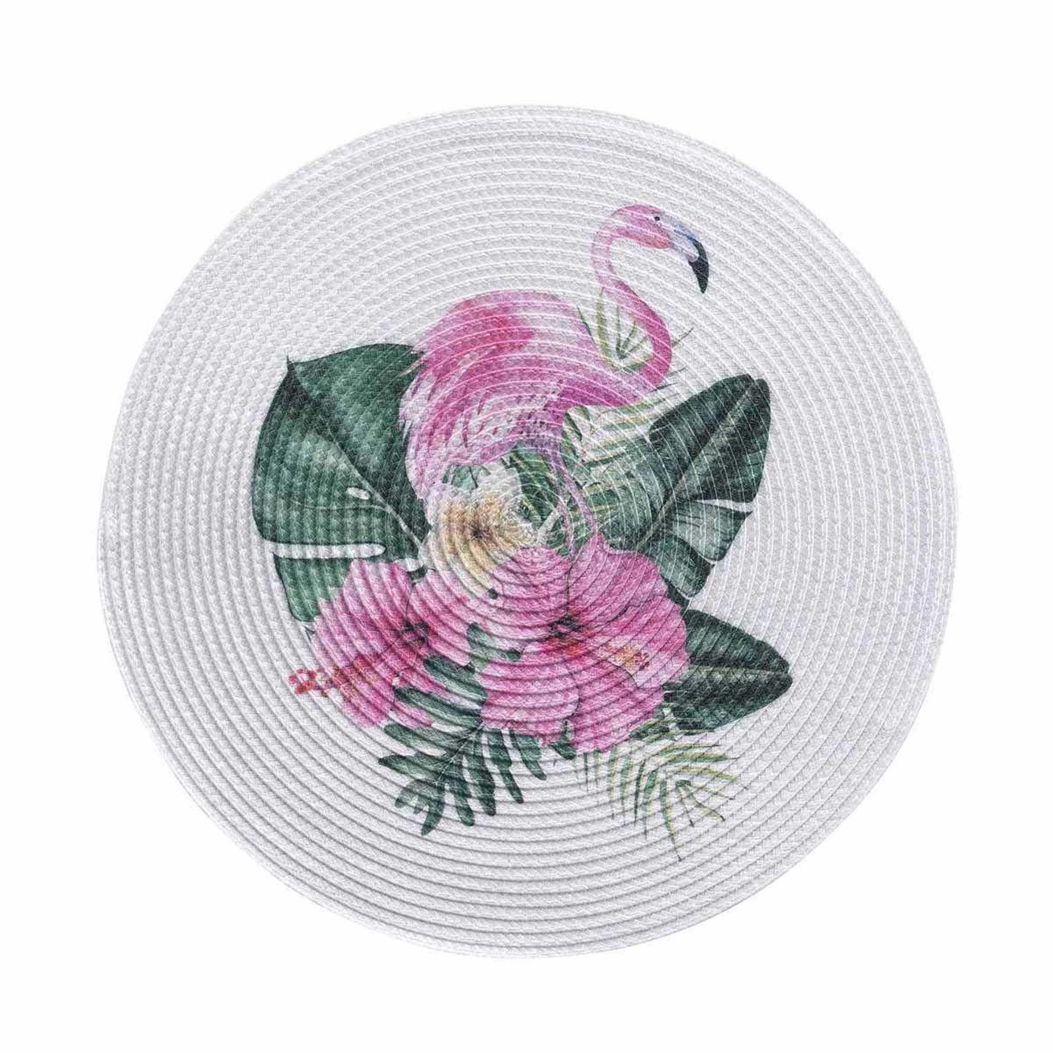 Douceur d'Intérieur Set de table imprimé  flamant  35cm blanc