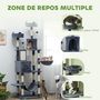 Voir la diapositive 5 : PAWHUT Arbre à chat grande taille H.206 cm équipement et accessoires multiples sisal naturel peluche gris