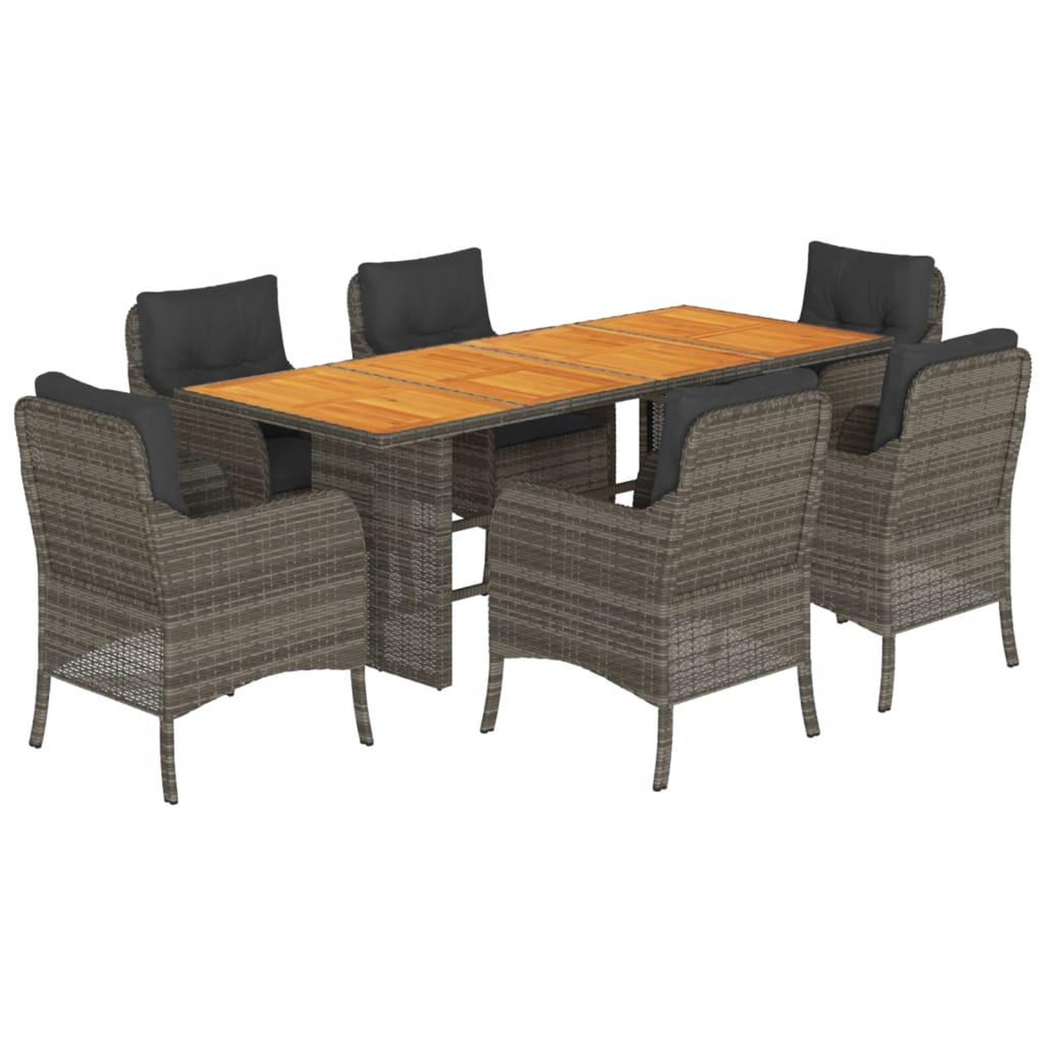 Voir la diapositive 2 : VIDAXL Ensemble a manger de jardin et coussins 7 pcs gris rotin