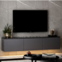 Voir la diapositive 4 : CONCEPT USINE Meuble TV contemporain anthracite avec rangement 160 cm NAEL
