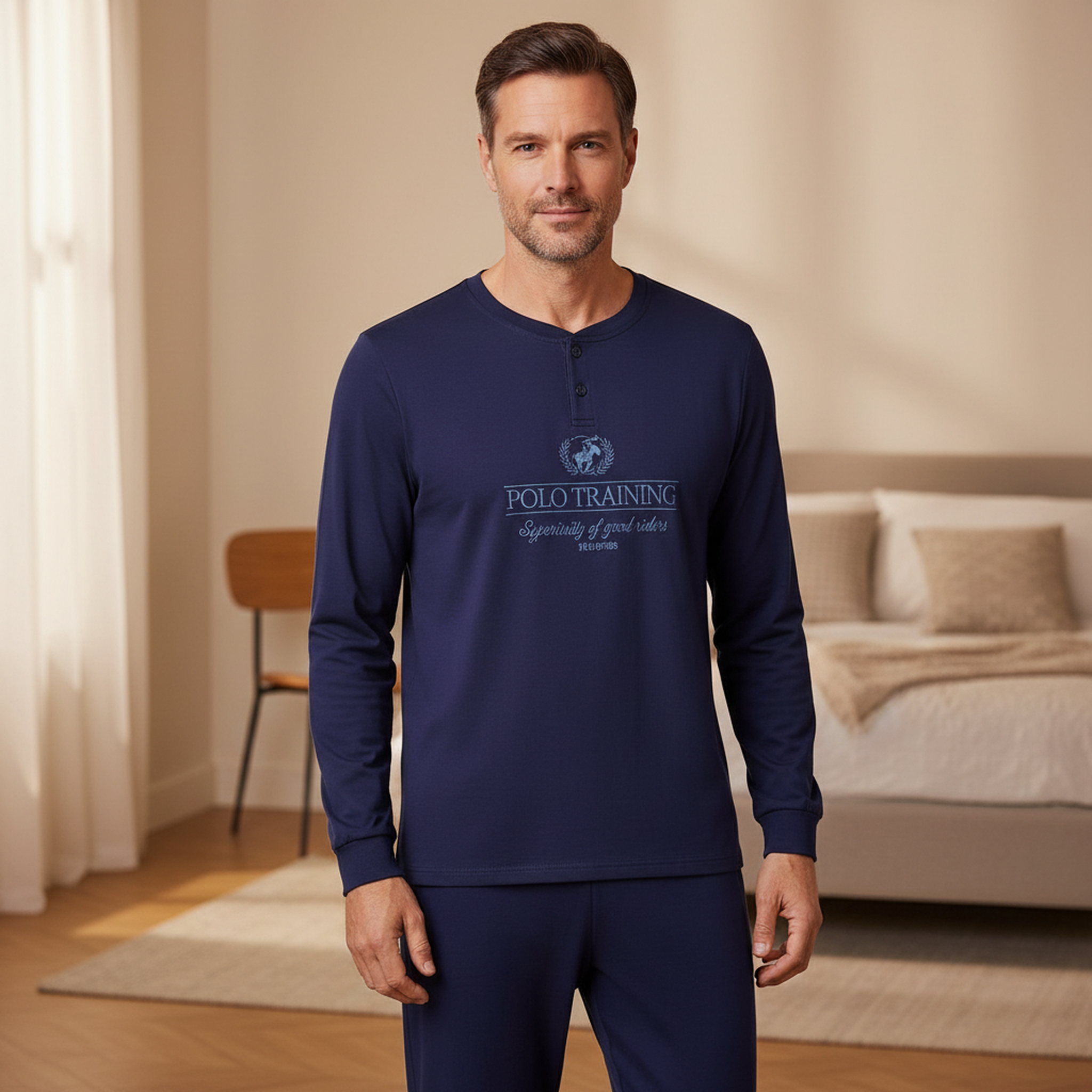 Voir la diapositive 2 : OZABI Ozabi pyjama homme doublé polaire print brodé