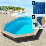 Habitat et Jardin Piscine bois   Brazilia    5.86 x 3.86 x 1.20 m - Bâche à bulles  180 µ - Bâche hiver  280 g/m²