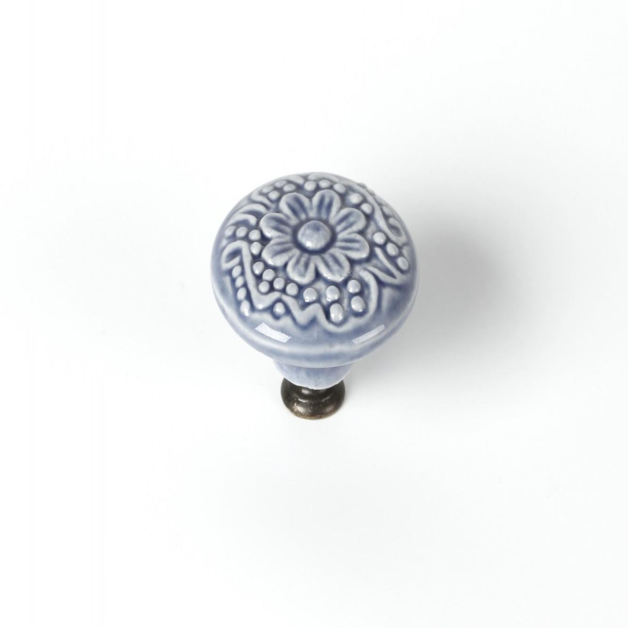 CENTRALE BRICO Bouton de meuble Rond porcelaine brillant bleu H.27 x l.44 x P.44 mm