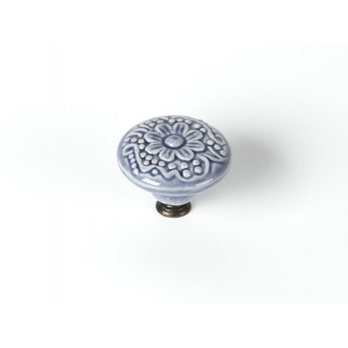 CENTRALE BRICO Bouton de meuble Rond porcelaine brillant bleu H.27 x l.44 x P.44 mm
