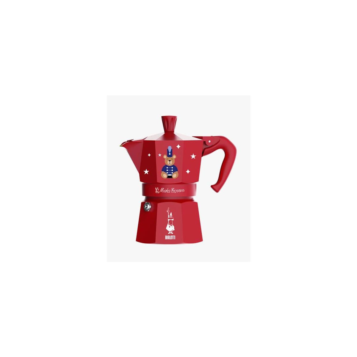 BIALETTI Bialetti Moka Express Noël 2025 Joyful Memories, Cafetière 3 Tasses 130ml, Édition Spéciale Rouge en Aluminium