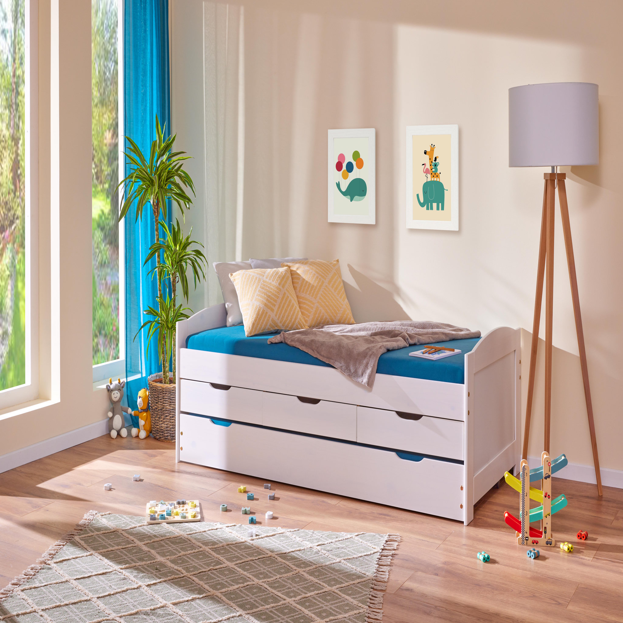 Voir la diapositive 5 : Lit gigogne 2 couchages 90x190 cm + 3 tiroirs ULLI