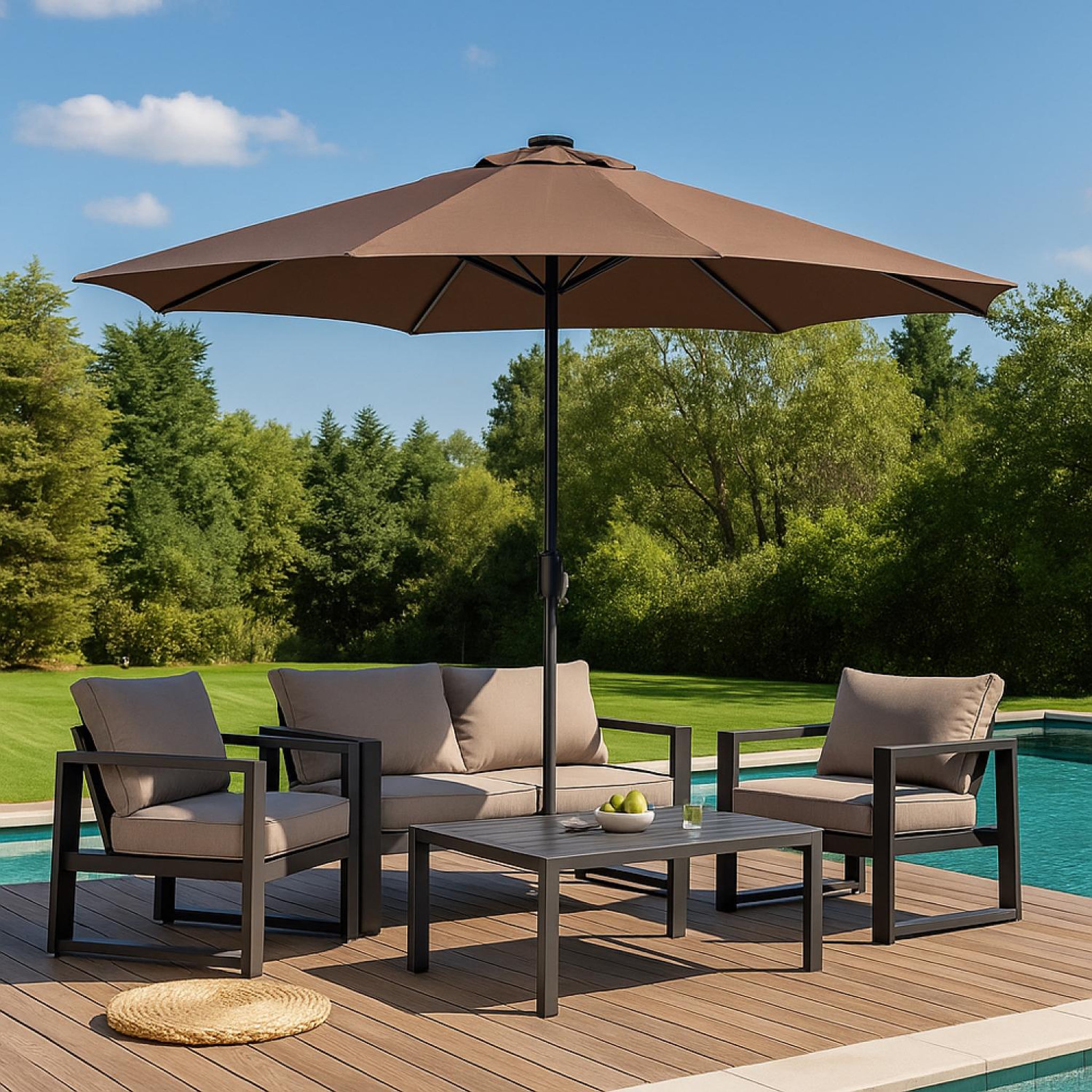Voir la diapositive 4 : CONCEPT USINE Parasol  marron  rond 292 x 292 m led manarola