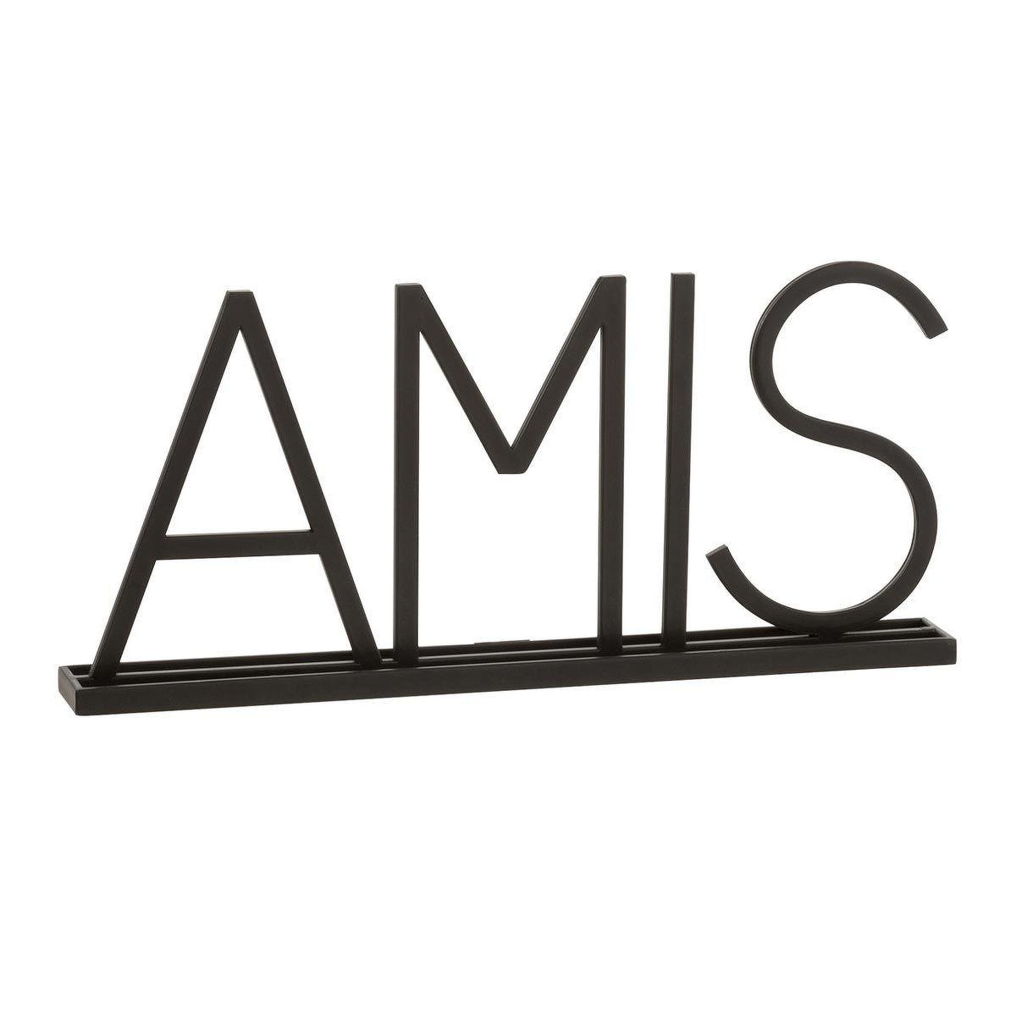 J-LINE Mot déco en métal  amis  48cm noir