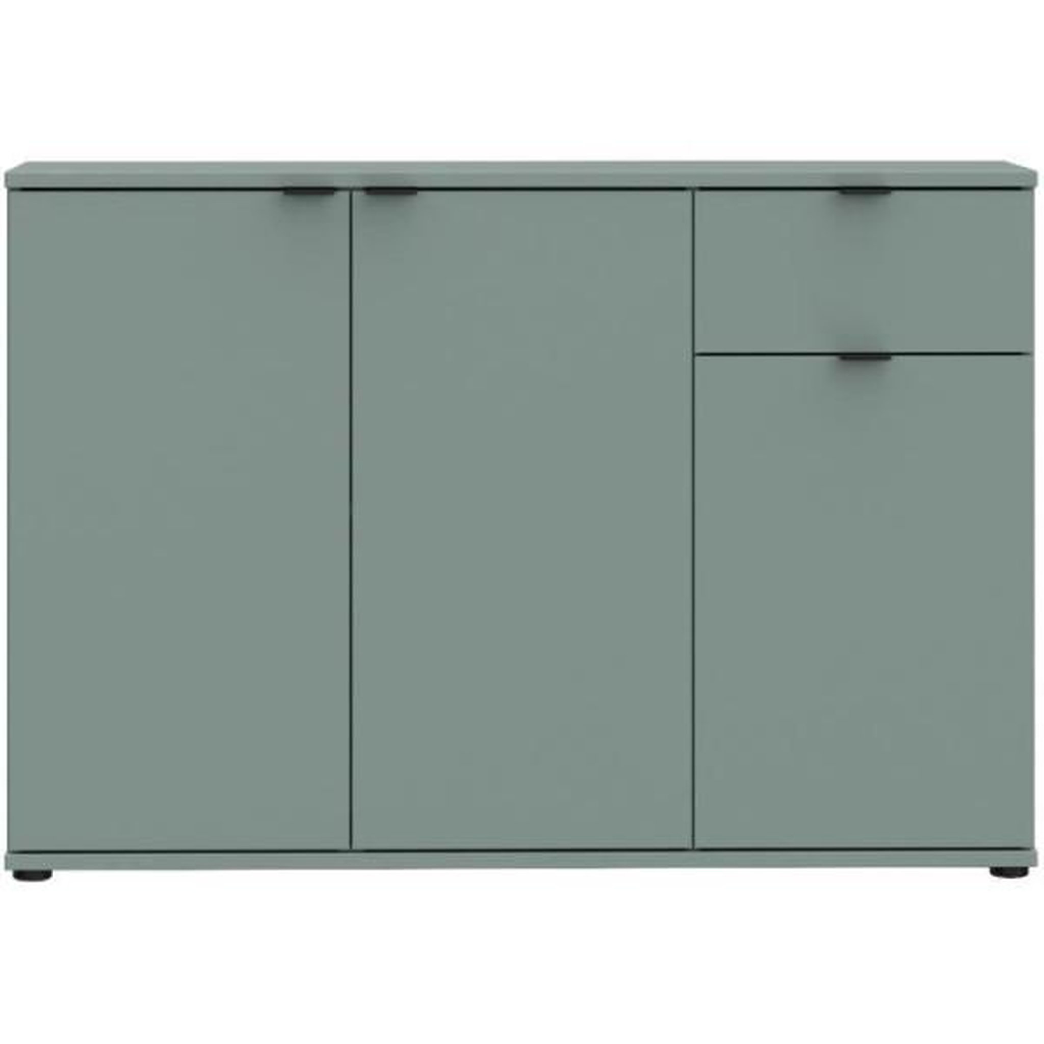 Voir la diapositive 6 : MARKET24 Commode - GANYMEDE - 3 portes - 1 tiroir - Sauge - 119,8 x 34,1 x 82,3 cm
