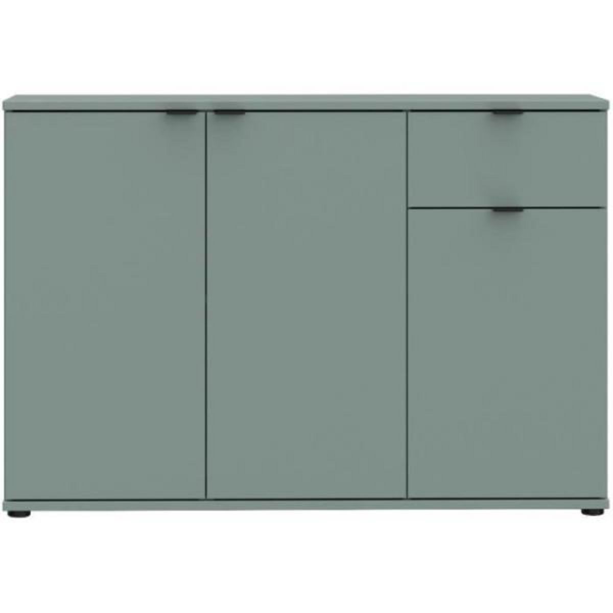MARKET24 Commode - GANYMEDE - 3 portes - 1 tiroir - Sauge - 119,8 x 34,1 x 82,3 cm