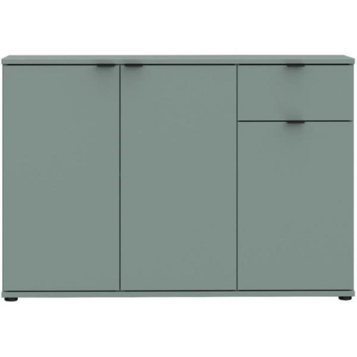 MARKET24 Commode - GANYMEDE - 3 portes - 1 tiroir - Sauge - 119,8 x 34,1 x 82,3 cm