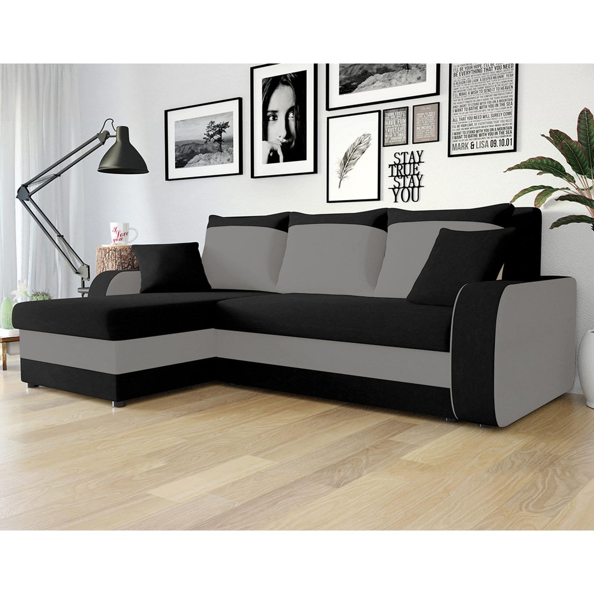 BEST MOBILIER Valos - canapé d'angle réversible - 4 places - convertible avec coffre - en velours