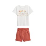 Petit Béguin Ensemble enfant t-shirt et short en gaze de coton Liwa. Coloris disponibles : Beige