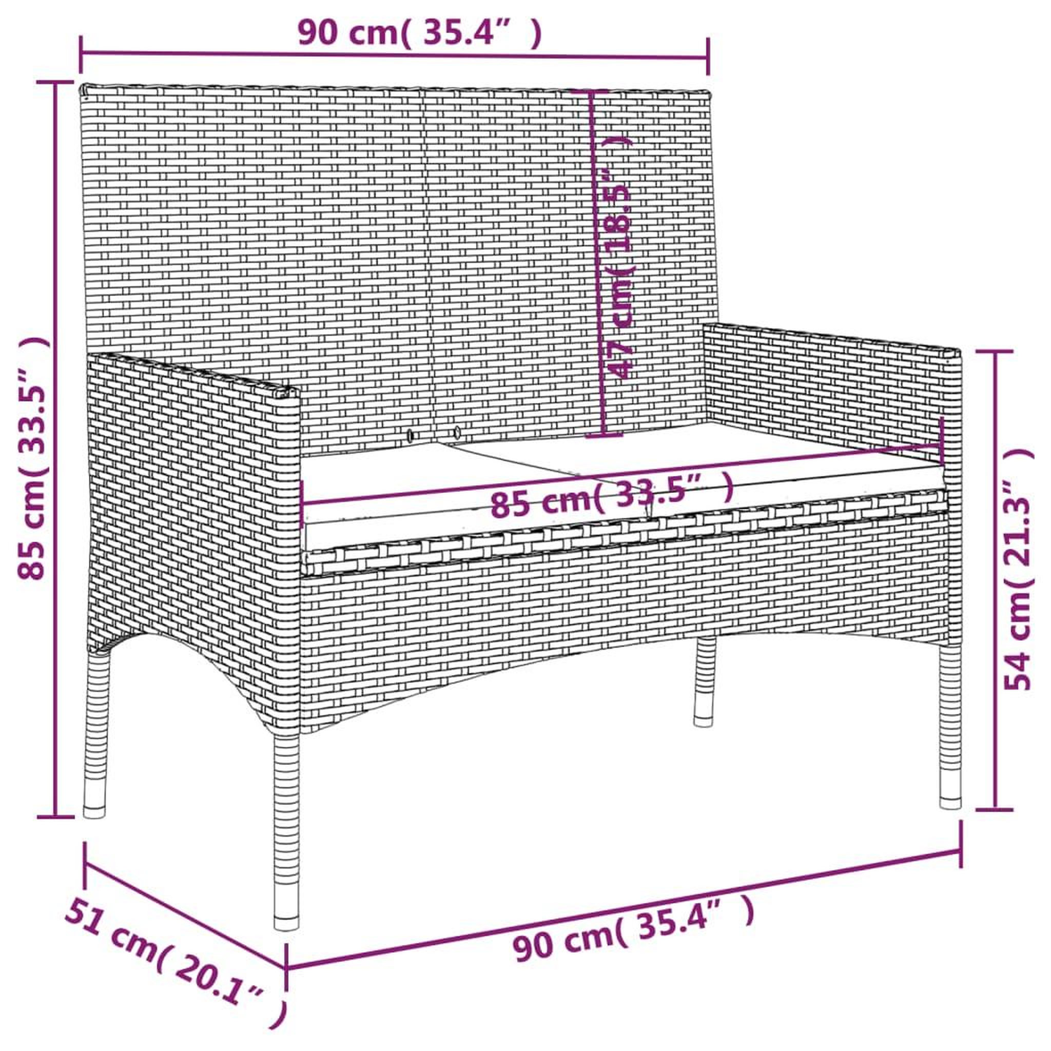 Voir la diapositive 6 : VIDAXL Banc de Jardin a 2 Places avec Coussins Gris Resine Tressee