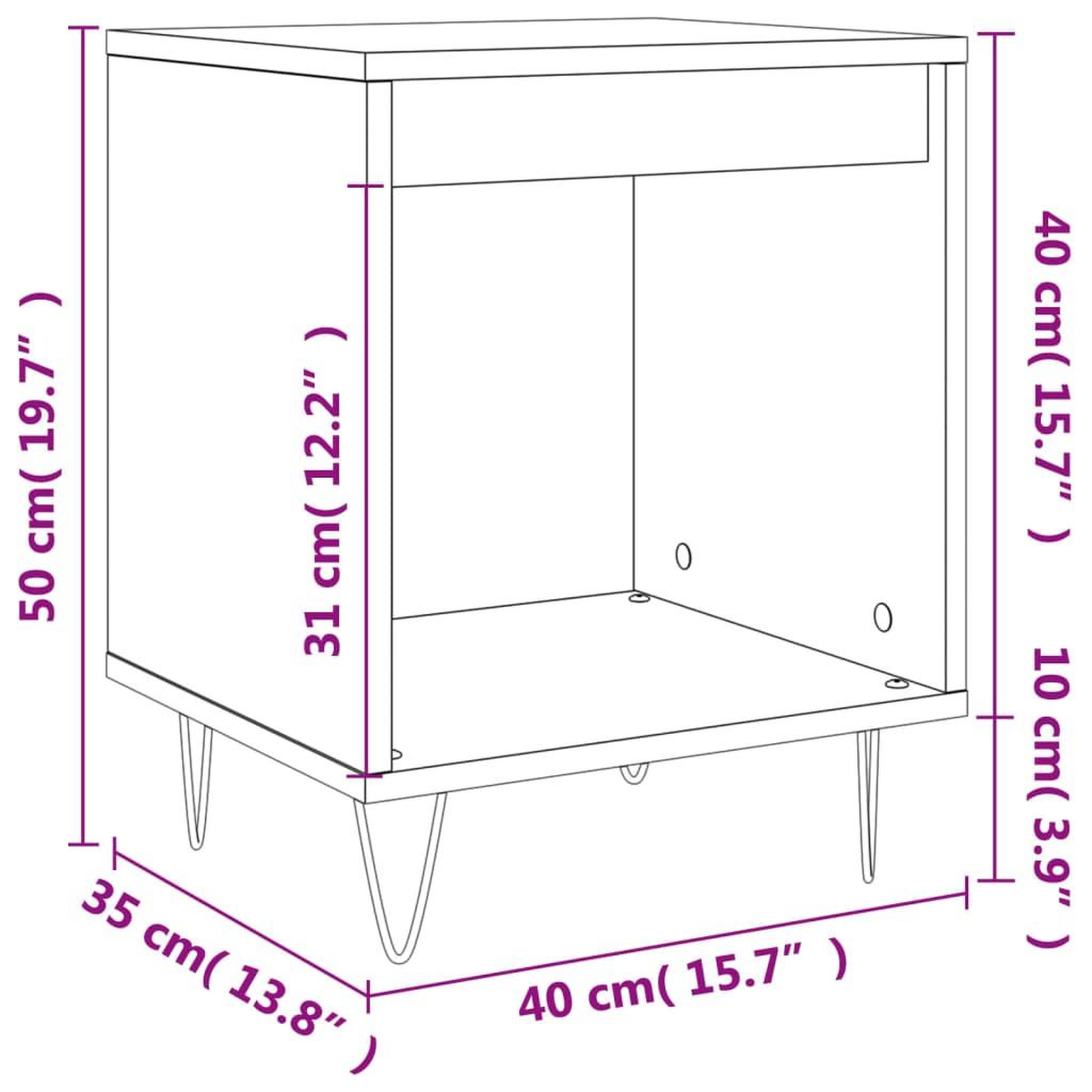 Voir la diapositive 6 : VIDAXL Table de chevet Blanc 40x35x50 cm Bois d'ingenierie