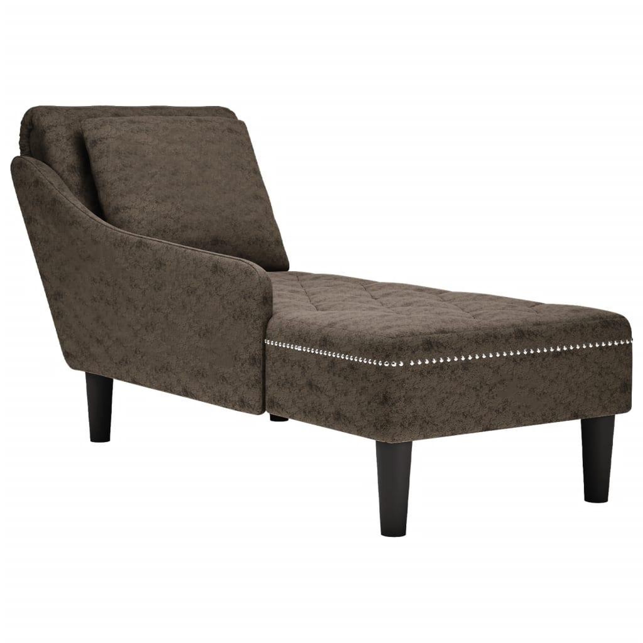 VIDAXL Fauteuil long et coussin/accoudoir droit gris fonce similicuir