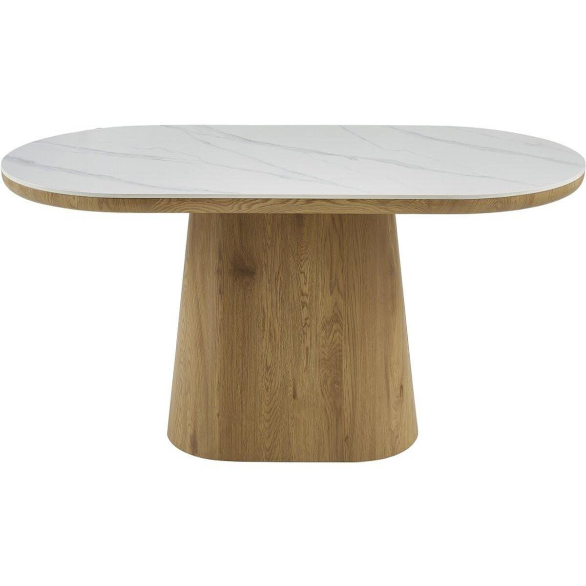 Habitat et Jardin Table de repas en bois ovale en céramique  Bellagio  - 8 places - Blanc et marron
