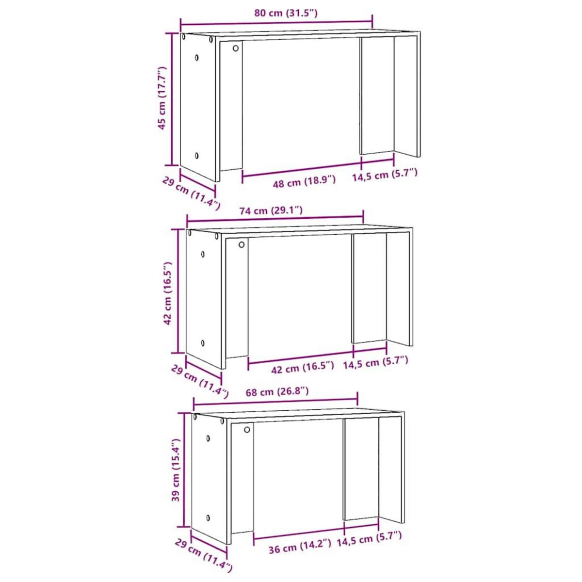 VIDAXL Tables gigognes 3 pcs sonoma gris bois d'ingenierie